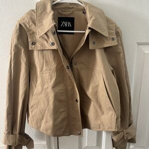 Zara cropped trench jacket with removable hood